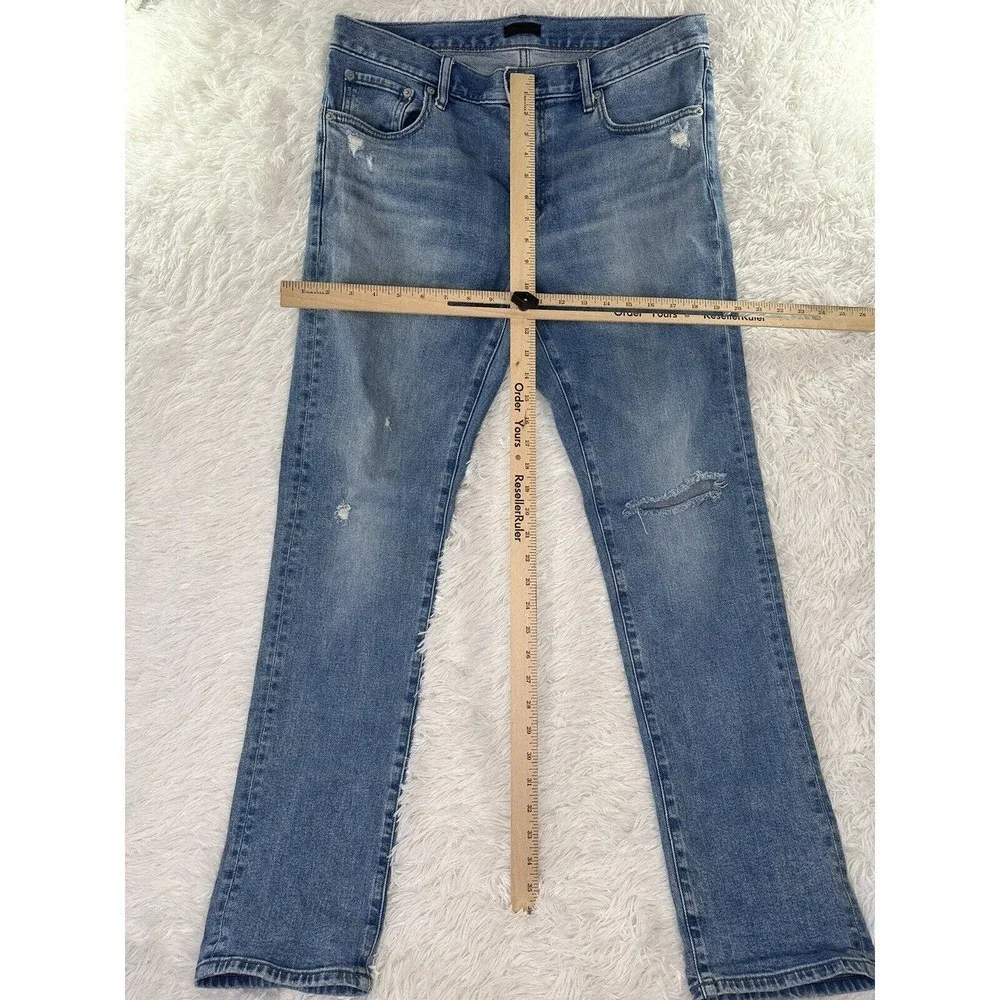 Uniqlo‎ Men’s Jeans Slim Straight Distressed Mid-Rise Medium Wash Pants Size 32